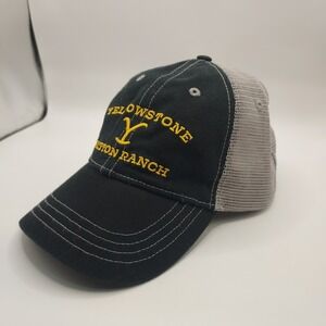Yellowstone Dutton Ranch Hat Cap Snap Back Black Mesh Trucker Embroidered Mens
